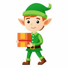 Elf Delivery Service Vector – Simple Design on White Background