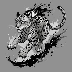 Obraz premium leopard on a black background