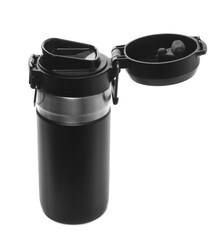 Coffee thermo mug isolated on white background