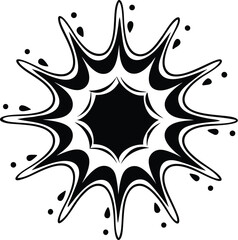 Paint splatter silhouette, black ink splash, abstract drop shape, grunge splatter icon, artistic blot design