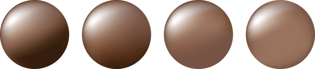 A set of brown metallic spheres with a soft lighting gradient and a slight highlight in the upper left corner, creating a realistic effect of volume and depth.