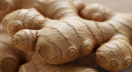Close-up of Fresh Brown Ginger Root