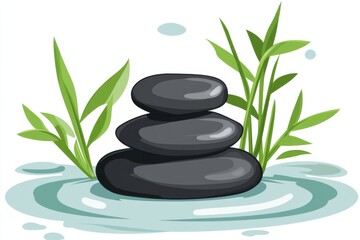 Stacked stones bamboo water balance relaxation wellness zen tranquility