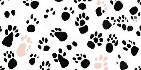 Fototapeta premium Paw animal track pattern on white background