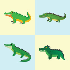 Crocodile Flat Illustration Simple Reptile Wildlife Vector in Flat Style