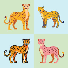 Cheetah Flat Illustration Simple Fast Jungle Animal Vector in Flat Style