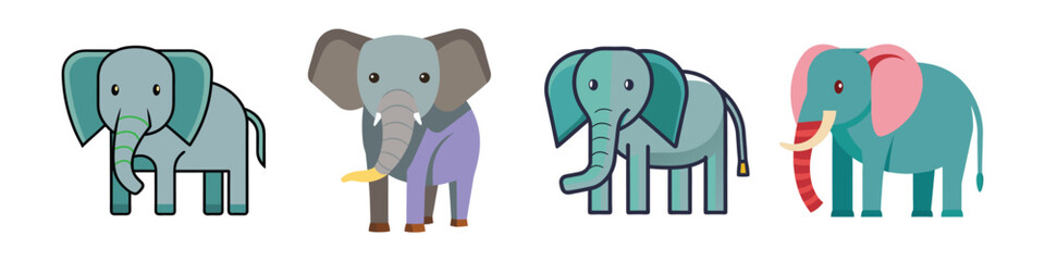 Elephant Flat Illustration Simple African Wildlife Animal Vector in Flat Style