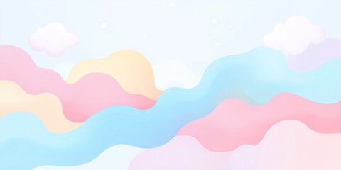 Pastel abstract background with flowing colorful waves and clouds