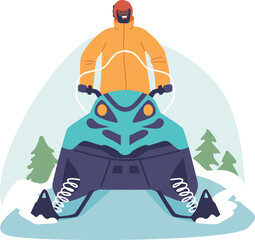 Snowmobile rider enjoying active winter