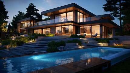 Fototapeta premium A photo of a modern house with a basement