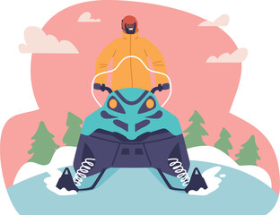 Snowmobile motorsport rider vector illustration