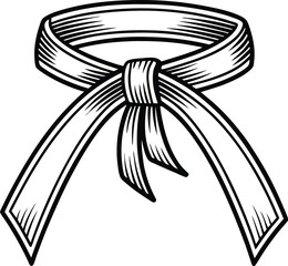 Karate belt icon, martial arts silhouette, taekwondo black belt vector