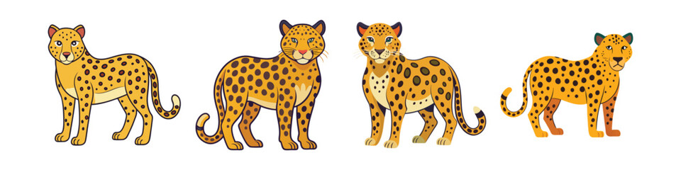 Leopard Flat Illustration Simple Jungle Wildlife Animal Vector in Flat Style