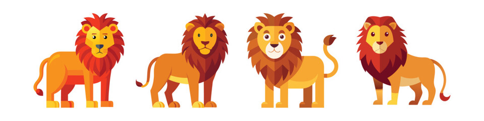 Lion Flat Illustration Simple African Wildlife Animal Vector in Flat Style