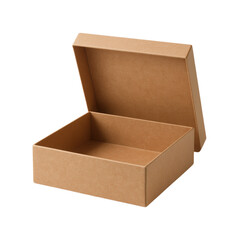 Open Brown Cardboard Box for Storage and Organization, Eco-Friendly Material, Perfect for Gift Wrapping and Craft Supplies, Isolated on Transparent and White Background