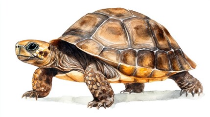 Fototapeta premium A detailed illustration of a turtle showcasing its unique shell and features, suitable for educational materials, wildlife conservation campaigns, or nature-themed designs,