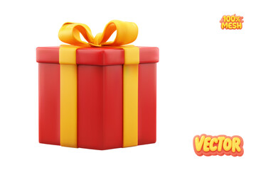 Vector realistic isolated red present gift box on white background. Concept of holidays like Happy Birthday, Christmas and New Year.