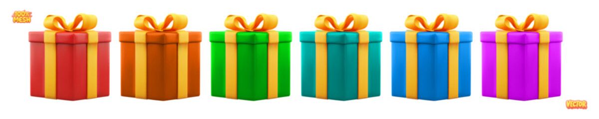 Vector set of realistic isolated present gift box on white background. Concept of holidays like Happy Birthday, Christmas and New Year.
