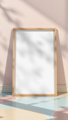Artistic display of empty frame modern interior photography soft lighting perspective minimalism for home decor