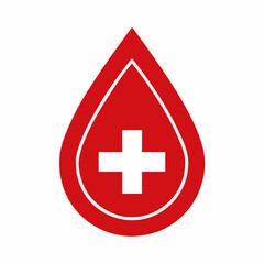 Blood donation vector icon. Red cross icon.