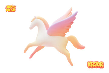 Vector realistic isolated pegasus on white background.