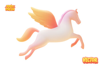 Vector realistic isolated pegasus on white background.