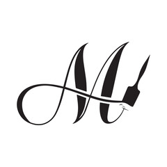 Elegant H monogram with paintbrush