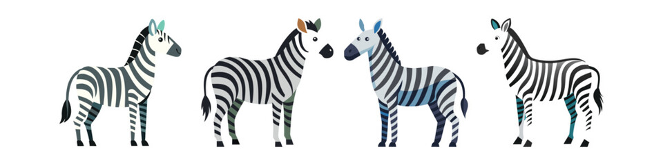 Fototapeta premium Zebra Flat Illustration Simple African Wildlife Animal Vector in Flat Style