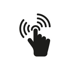 Touch icon. Finger touches the button. Vector illustration.