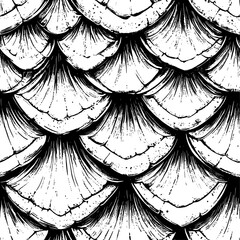 Sharp diamond dragon scales, seamless pattern graphic ink pen sketch vector illustration