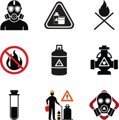 Danger Symbol Black, Chemical Warning  Vector silhouette