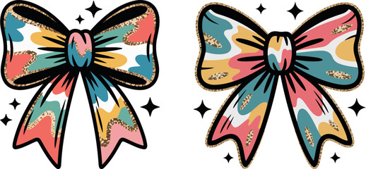  bow ribbon, colours bow, stylish, red, trendy set