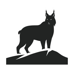 Lynx Standing In Mountain Snow Landscape