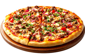 Delicious meat lover's pizza pizzeria food indoor close-up culinary delight isolated on transparent background