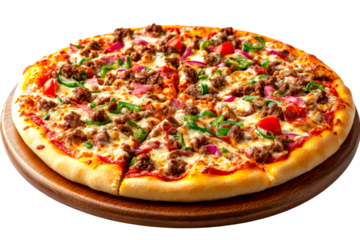 Delicious meat lover's pizza pizzeria food indoor close-up culinary delight isolated on transparent background