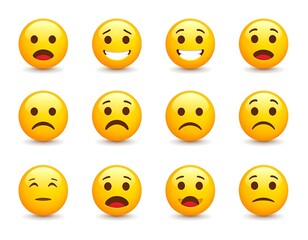 Set of various emoji faces