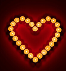 golden heart on red background