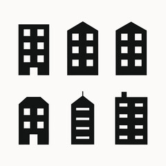 Fototapeta premium Collection of Simple Building Icons Vector Illustrations for Design Projects