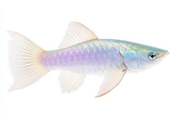 Iridescent pearlescent fish isolated on white background