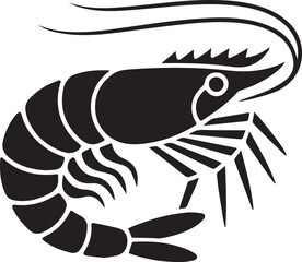 Elegant Black and White Shrimp Silhouette for Culinary or Seafood Designs
