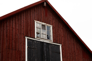 Traditional Red Swedish Barn with Black Door
