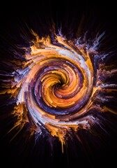 Abstract Swirling Vortex of Orange Purple and Blue Hues