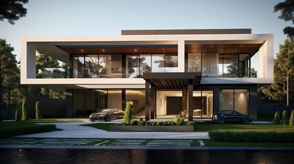 Obraz premium A photo of a modern house with a minimalist interior
