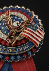 Naklejka premium Closeup of Patrioitc Eagle and Flag Rosette