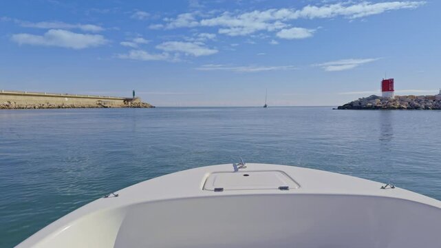 Gandia dock harbor view from boat in Valencia of Spain