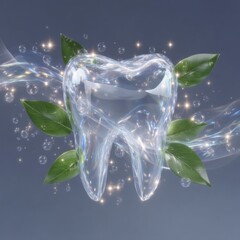 Sparkling Clean Tooth  Fresh Breath  Dental Hygiene  Nature  Bubbles  Leaves