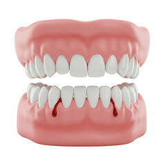 Obraz premium Bleeding gums dental health concept oral hygiene and gum disease care on transparent background