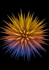 Obraz premium Abstract Geometric Starburst Design with Vibrant Yellow Orange and Blue Gradient