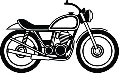 Fototapeta premium Motorcycle silhouette icon, black and white bike, vector transportation outline