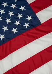 Fototapeta premium Close Up of American Flag Detail Red White Blue Stripes Stars